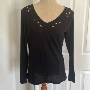 Lucky brand top long sleeve cut outs size L